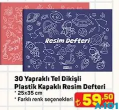 GIPTA 30 YAPRAKLI TEL DİKİŞLİ PLASTİK KAPAKLI RESİM DEFTERİ 25X35 CM